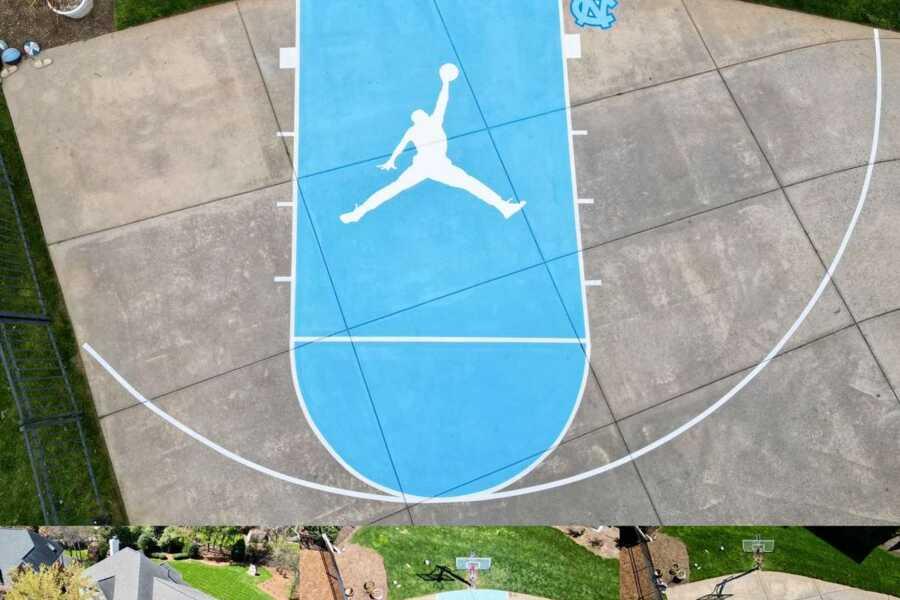Blue Half-Court Transformation completed by Pristine Pro Painting