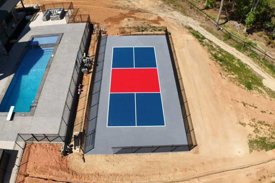 Poolside Pickleball Court completed by Pristine Pro Painting